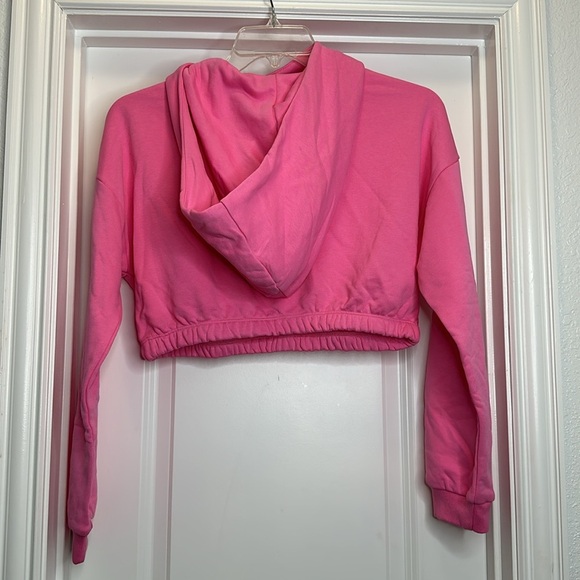 Naked wardrobe Pink Stay Chilling Crop Sweatshirt hoodie size Large - Picture 3 of 5